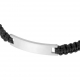 Bracelet cordon noir en acier, plaque rectangle  - B