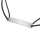 Bracelet cordon noir en argent rhodié, plaque rectangle 6 mm - B