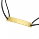 Bracelet cordon noir en plaqué or, plaque rectangle 6 mm - B