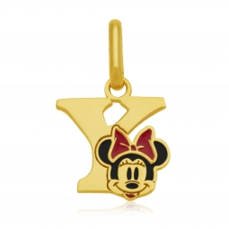Pendentif en or jaune et laque, lettre Y, Minnie Disney