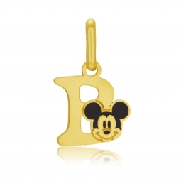 Pendentif en or jaune et laque, lettre B, Mickey Disney