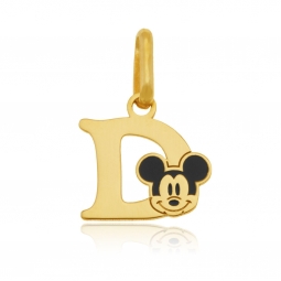 Pendentif en or jaune et laque, lettre D, Mickey Disney