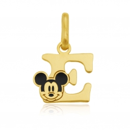 Pendentif en or jaune et laque, lettre E, Mickey Disney