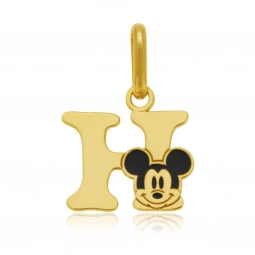 Pendentif en or jaune et laque, lettre H, Mickey Disney