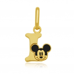 Pendentif en or jaune et laque, lettre I, Mickey Disney