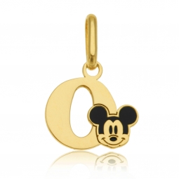 Pendentif en or jaune et laque, lettre O, Mickey Disney