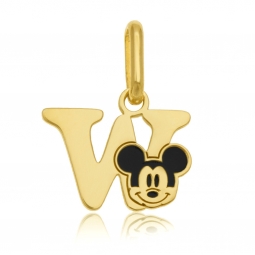 Pendentif en or jaune et laque, lettre W, Mickey Disney
