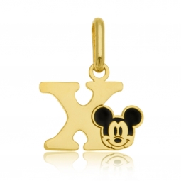 Pendentif en or jaune et laque, lettre X, Mickey Disney