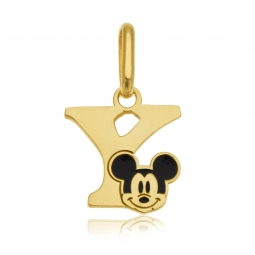 Pendentif en or jaune et laque, lettre Y, Mickey Disney