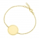 Bracelet en plaqué or, plaque ronde 19 mm, motif pointillé - A
