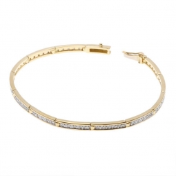 Bracelet barrettes en or jaune et rhodié, diamants 19.5cm
