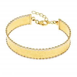 Bracelet jonc en or jaune et rhodié