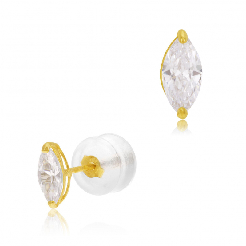 Boucles d'oreilles en or jaune et oxydes de zirconium, infini : Longueur -  Taille Unique - Le Manège à Bijoux®