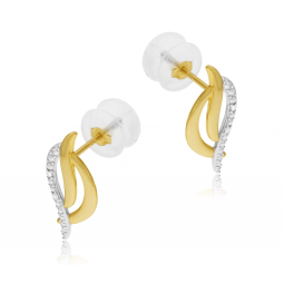 Boucles d'oreilles en or jaune et rhodié, diamants