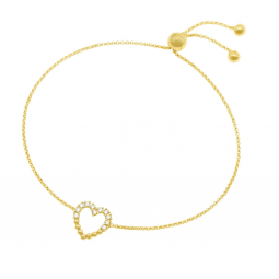 Bracelet en argent doré et oxydes de zirconium, coeur