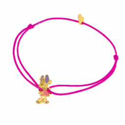 Bracelet cordon en or jaune et laque, Minnie Disney