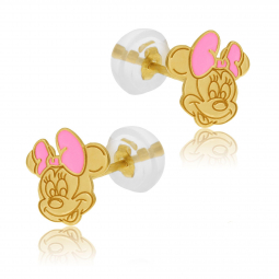 Boucles d'oreilles en or jaune et laque, Minnie Disney