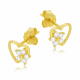 Boucles d'oreilles en or jaune et oxydes de zirconium, coeur - A