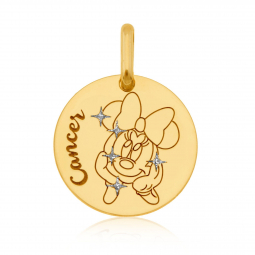 Pendentif zodiaque en or jaune et laque, Cancer, Minnie Disney
