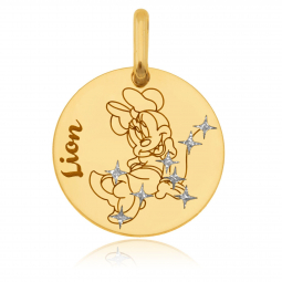 Pendentif zodiaque en or jaune et laque, Lion, Minnie Disney