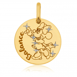 Pendentif zodiaque en or jaune et laque, Balance, Minnie Disney