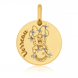 Pendentif zodiaque en or jaune et laque, Verseau, Minnie Disney