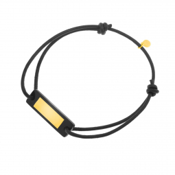 Bracelet cordon en or jaune, onyx et cuir