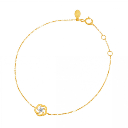 Bracelet en or jaune et rhodié , diamants, fleur