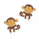 Boucles d'oreilles en argent rhodié et laque, singe - Boucles d'oreilles en argent rhodié et laque, singe