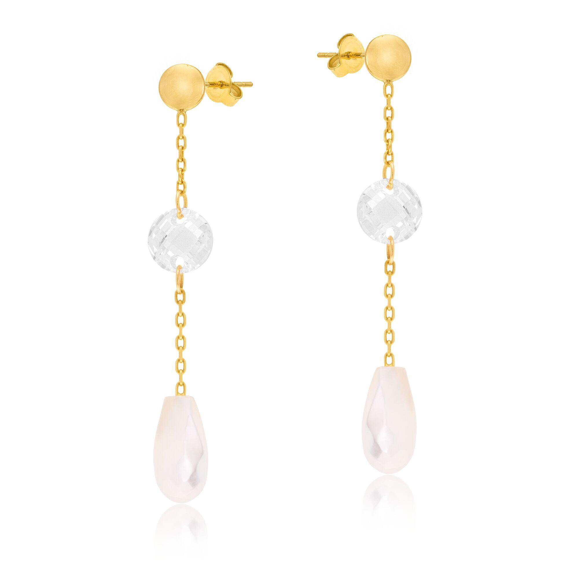 Boucles d'oreilles coeur or jaune & nacre