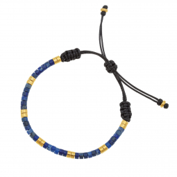 Bracelet cordon en acier et lapis lazuli
