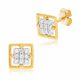 Boucles d'oreilles en or jaune et rhodié, diamants - Boucles d'oreilles en or jaune et rhodié, diamants