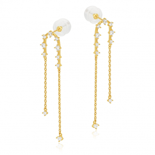 Boucles d'oreilles en or jaune et oxydes de zirconium, infini : Longueur -  Taille Unique - Le Manège à Bijoux®