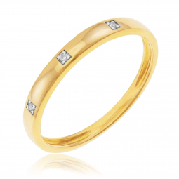 Alliance en or rhodié et diamants, largeur 2.5mm