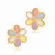Boucles d'oreilles en or jaune et laque, fleur - Boucles d'oreilles en or jaune et laque, fleur