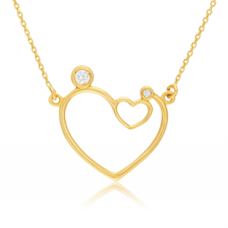 Collier en or jaune et oxydes de zirconium, coeur