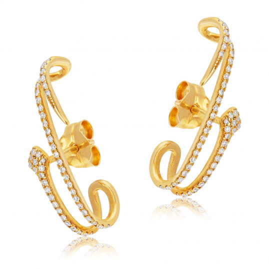 Boucles d'oreilles en or jaune diamants 