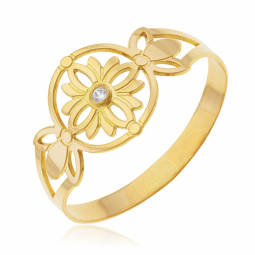 Bague en or jaune et oxyde de zirconium 