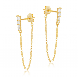 Boucles d'oreilles en or jaune et oxydes de zirconium 