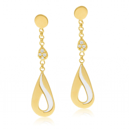 Boucles d'oreilles en or jaune, oxydes de zirconium et laque 