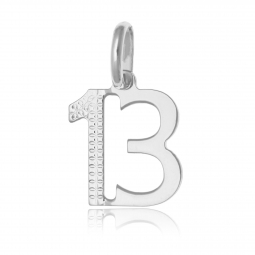 Pendentif en argent rhodié, nombre 13